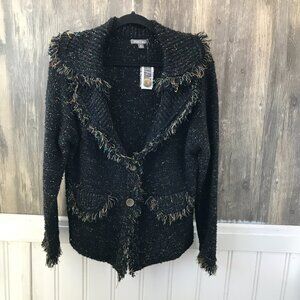 Roz & Ali black multicolored specked knit blazer size XL new with tags